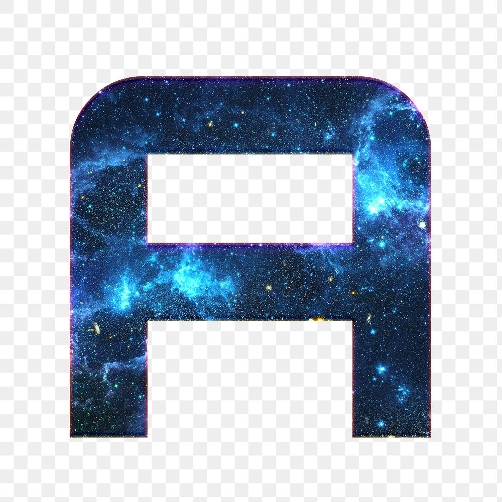 Png letter A galaxy effect typography blue font