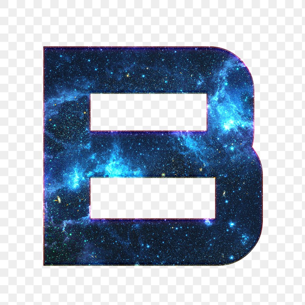 Png letter B galaxy effect typography blue font