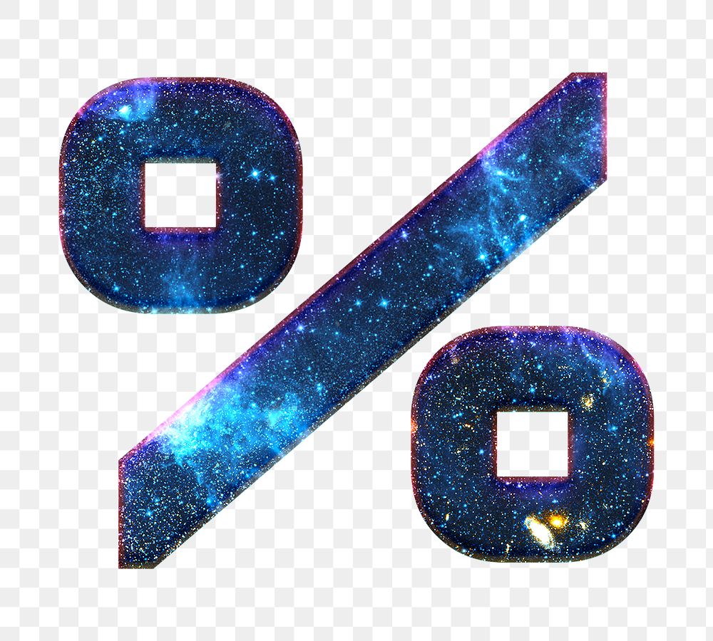 Percentage sign png galaxy effect blue symbol