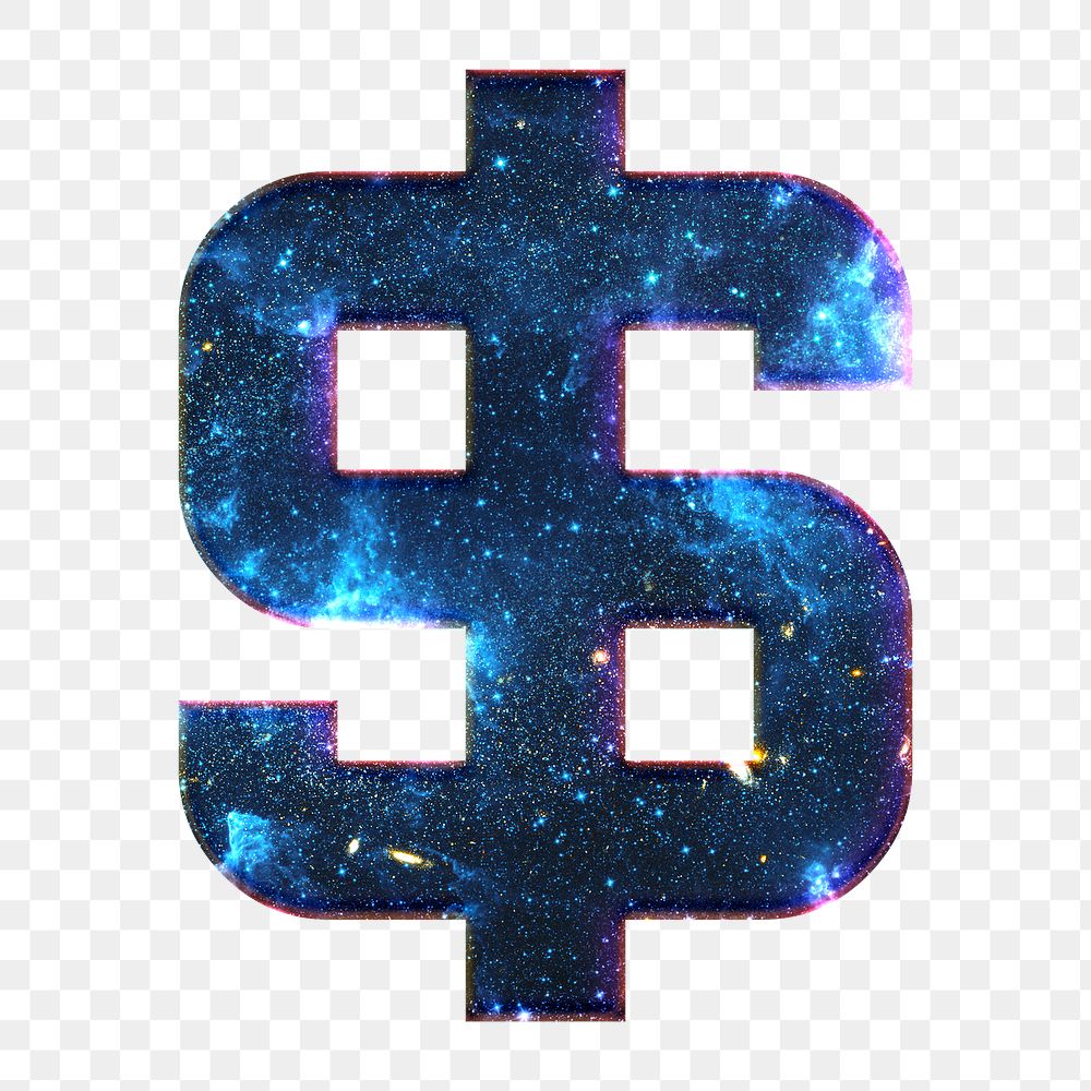 Dollar sign png galaxy effect blue symbol