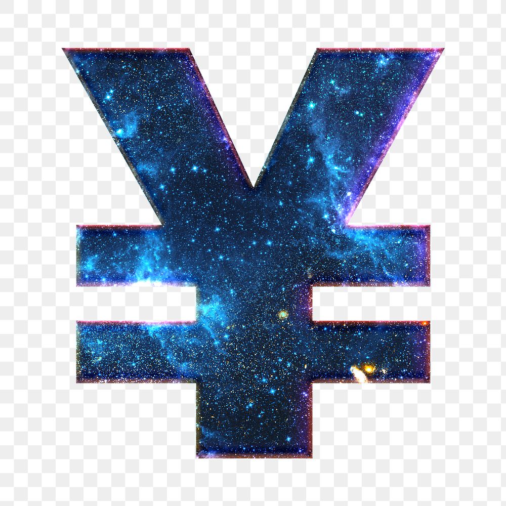 Yen sign png galaxy effect blue symbol
