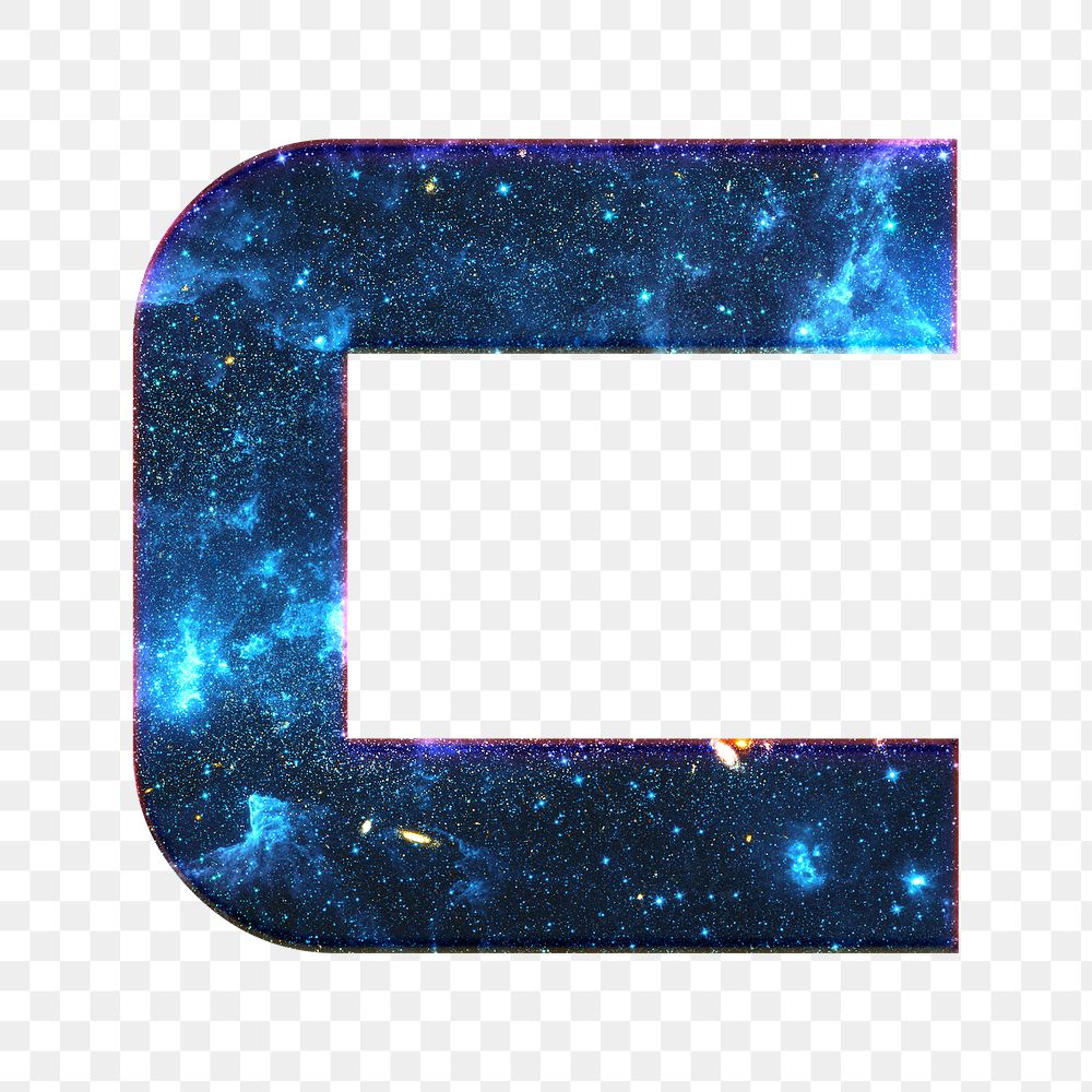 Png letter c galaxy effect typography blue font