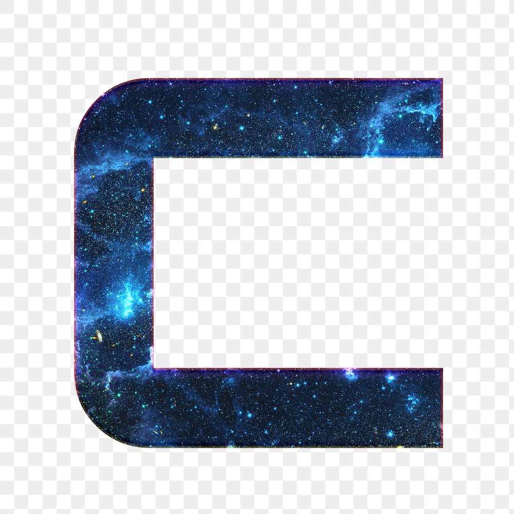 Png letter C galaxy effect typography blue font