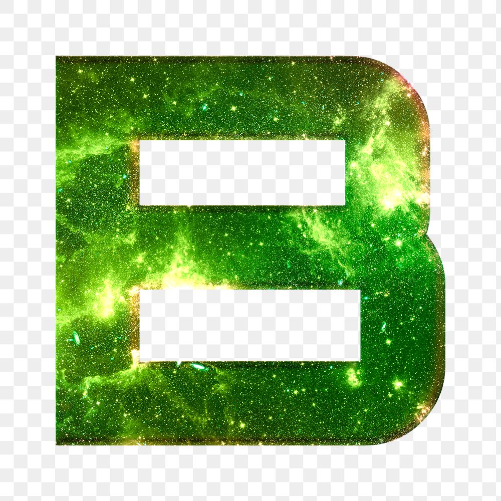 Png letter B stellar effect typography green font
