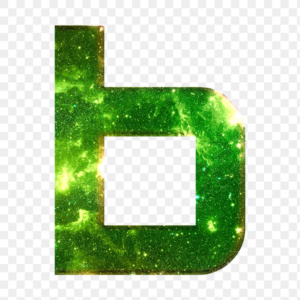 Png letter b galaxy effect typography green font