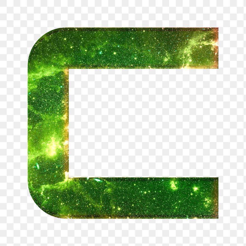 Png letter C galaxy effect typography green font