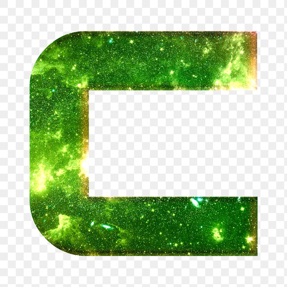 Png letter c galaxy effect typography green font