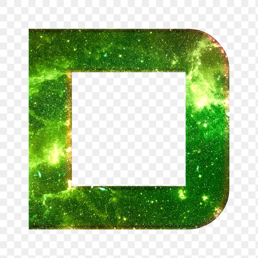 Png letter D stellar effect typography green font