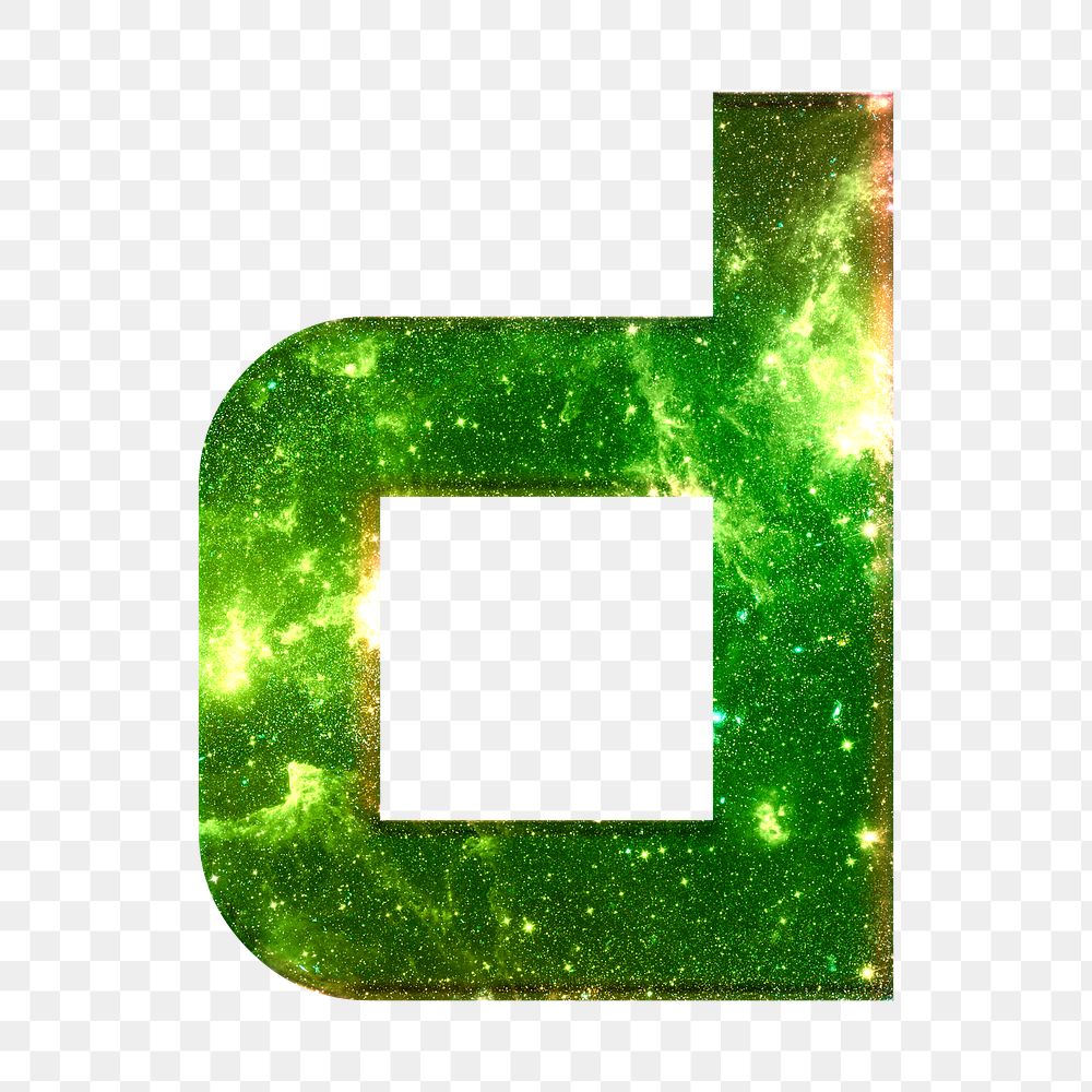 Png letter d galaxy effect typography green font