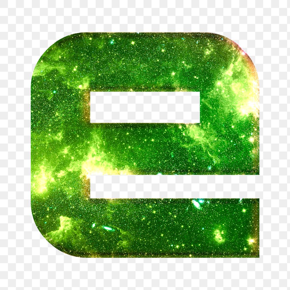 Png letter e galaxy effect typography green font