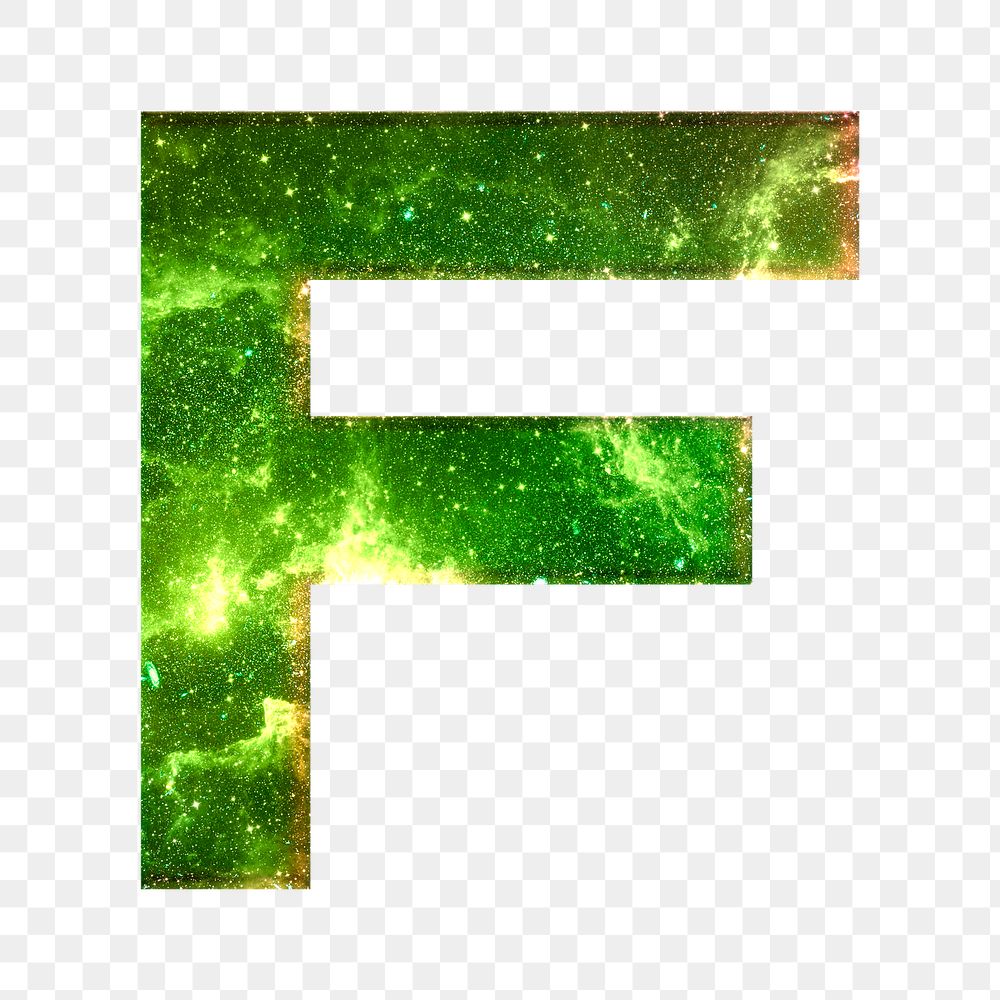 Png letter F space effect typography green font