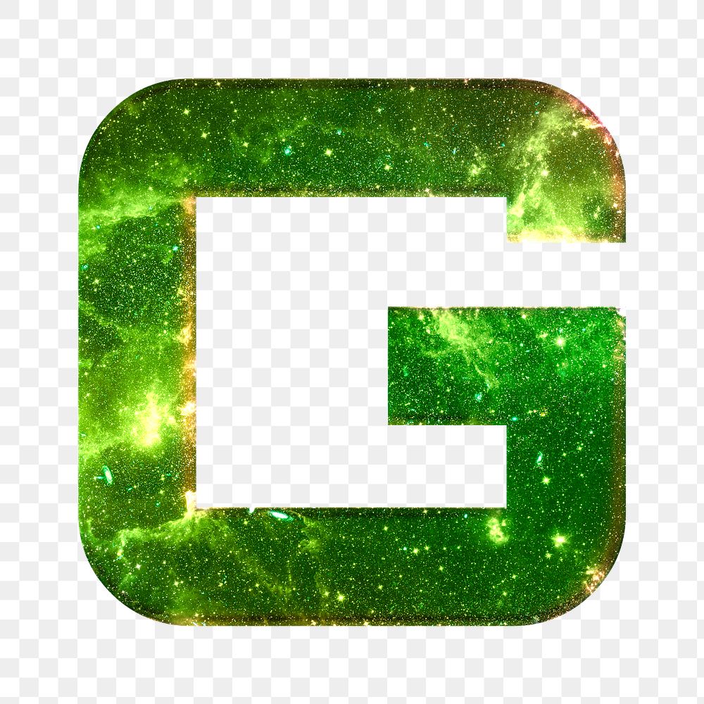 Png letter G galaxy effect typography green font