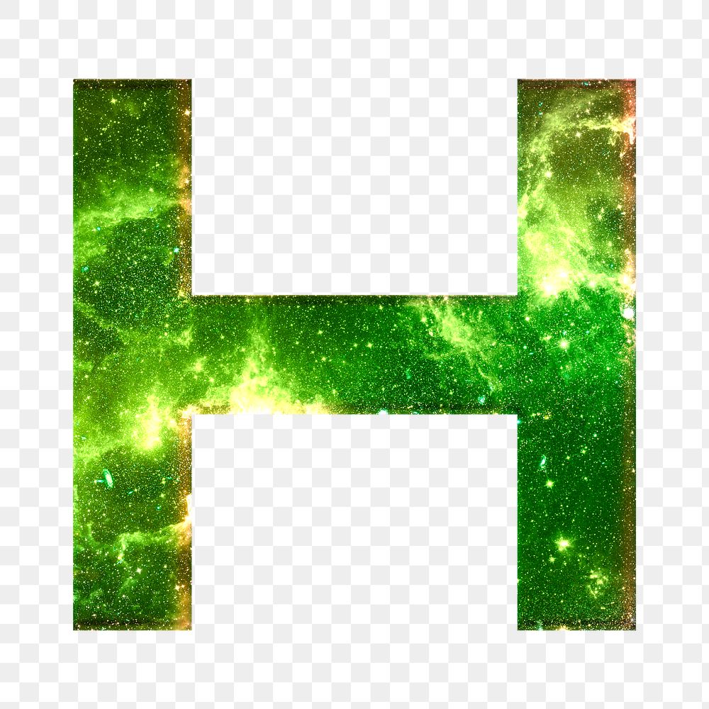 Png letter H galaxy effect typography green font