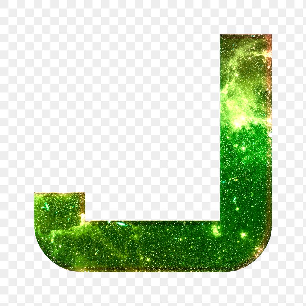 Png letter J galaxy effect typography green font