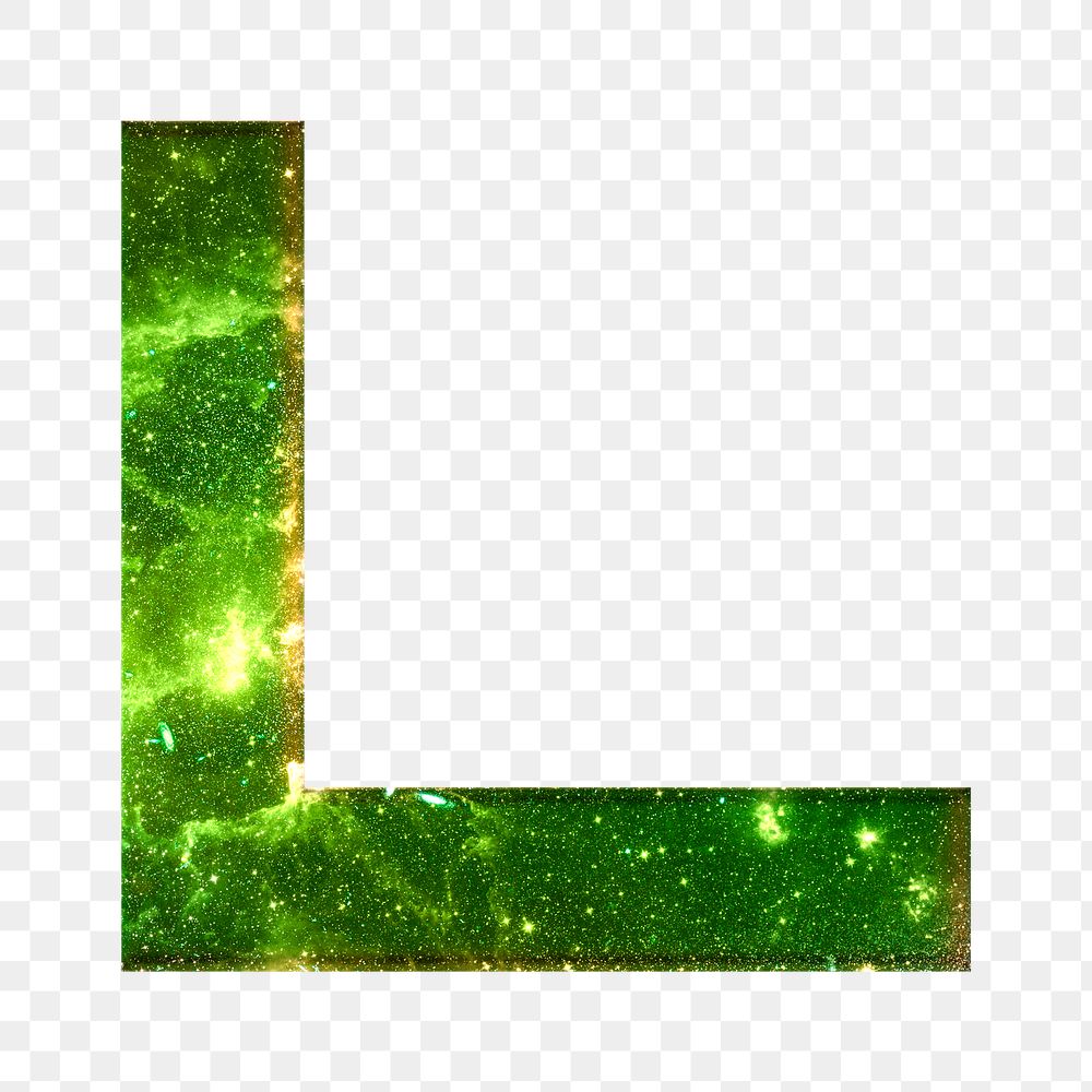 Png letter L galaxy effect typography green font