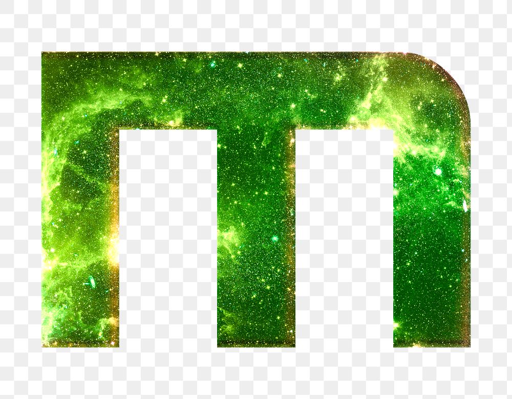 Png letter m galaxy effect typography green font