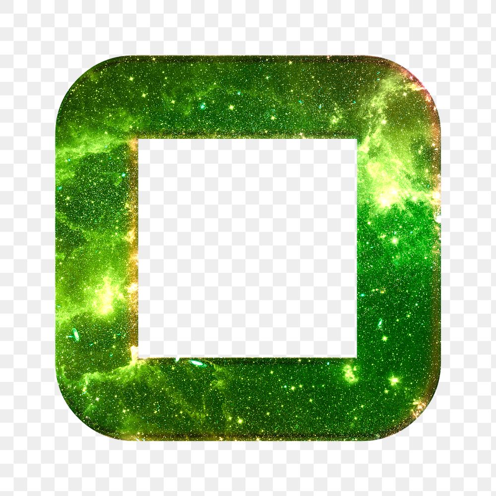 Png letter O galaxy effect typography green font