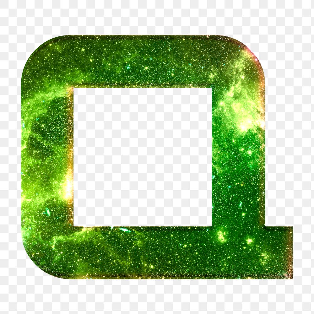 Png letter Q space effect typography green font