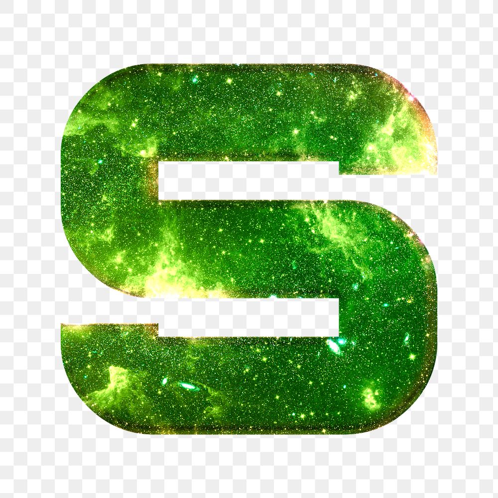Png letter s galaxy effect typography green font
