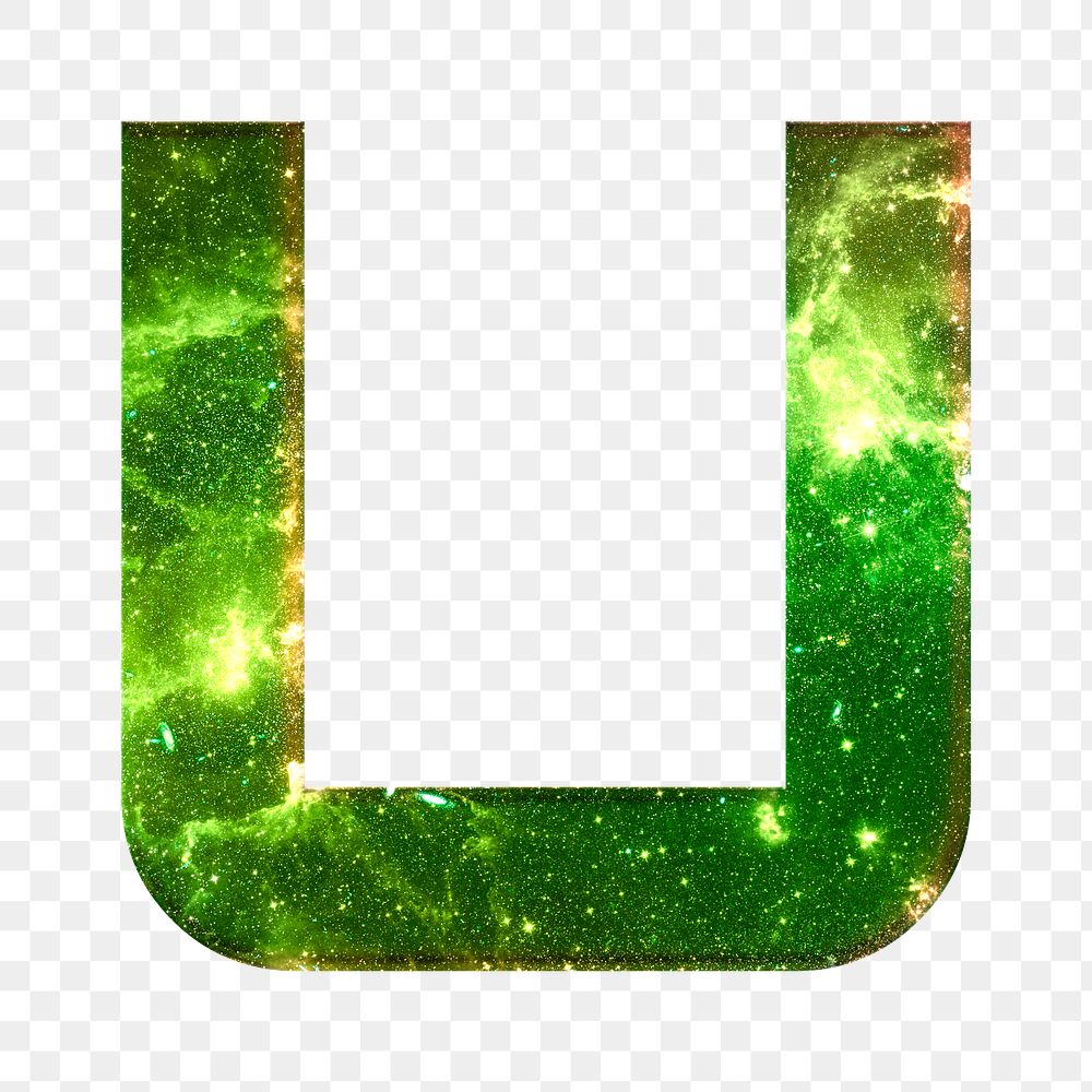 Png letter u space effect typography green font