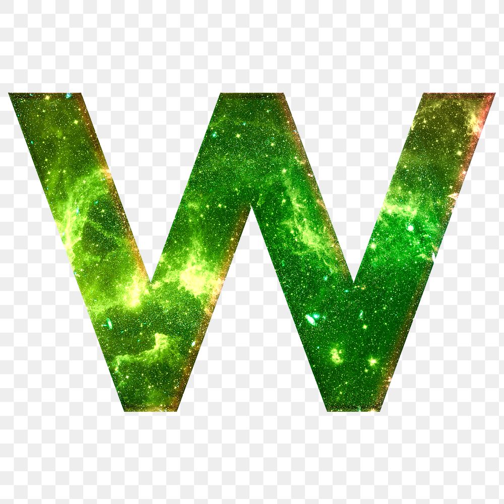 Png letter w space effect typography green font