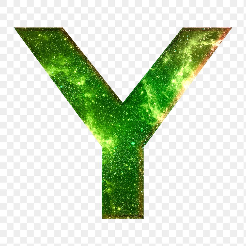 Png letter Y galaxy effect typography green font