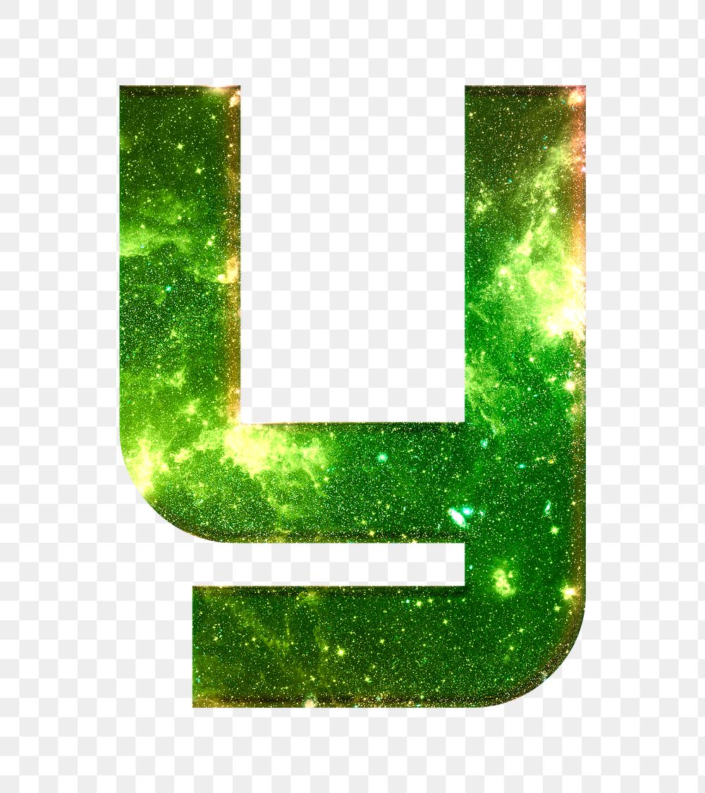 Png letter y galaxy effect typography green font