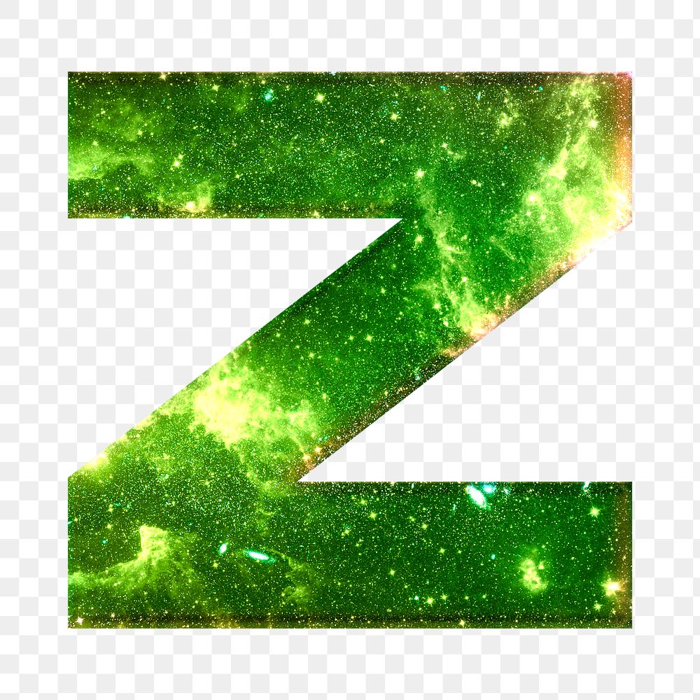 Png letter z galaxy effect typography green font