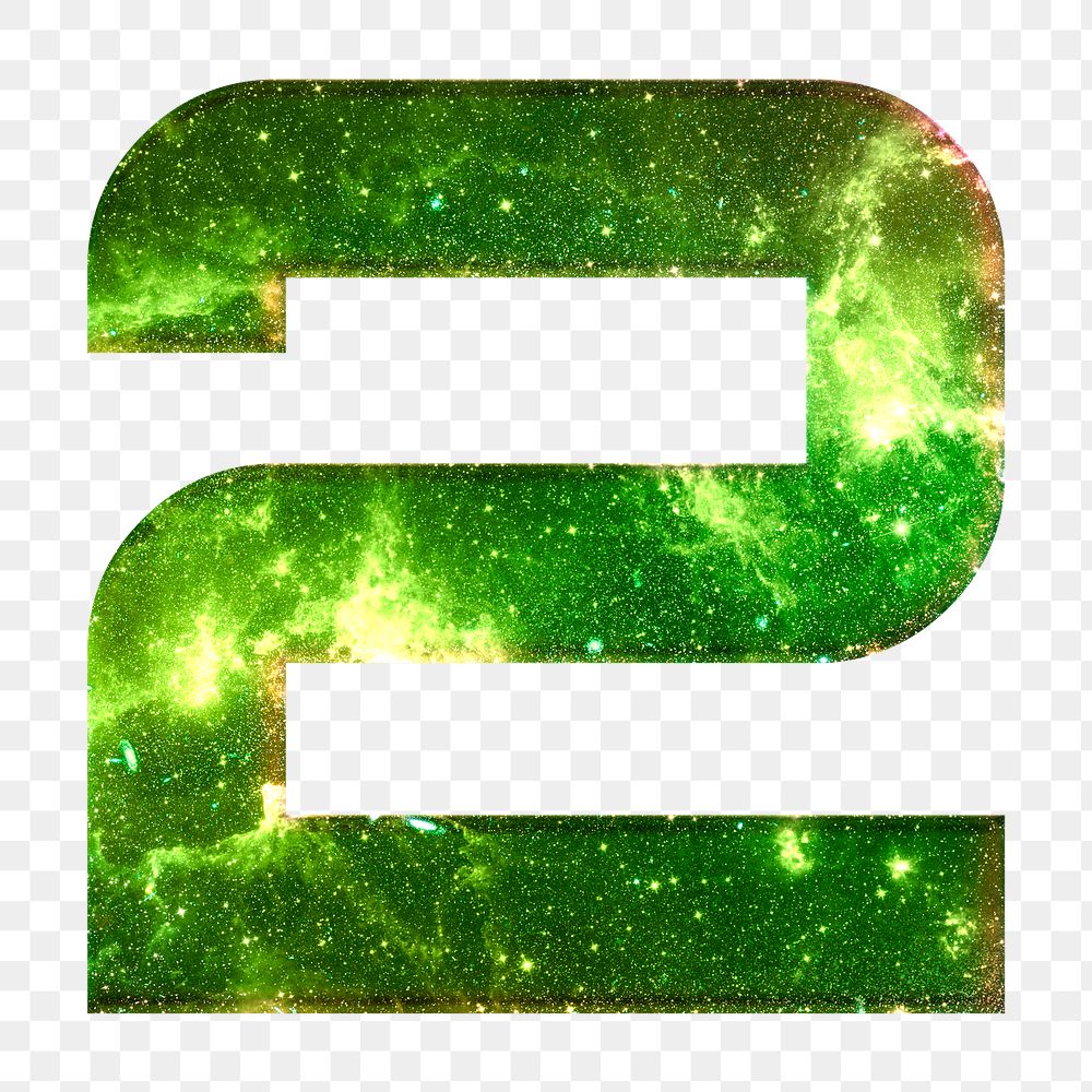 Png number 2 galaxy effect green font