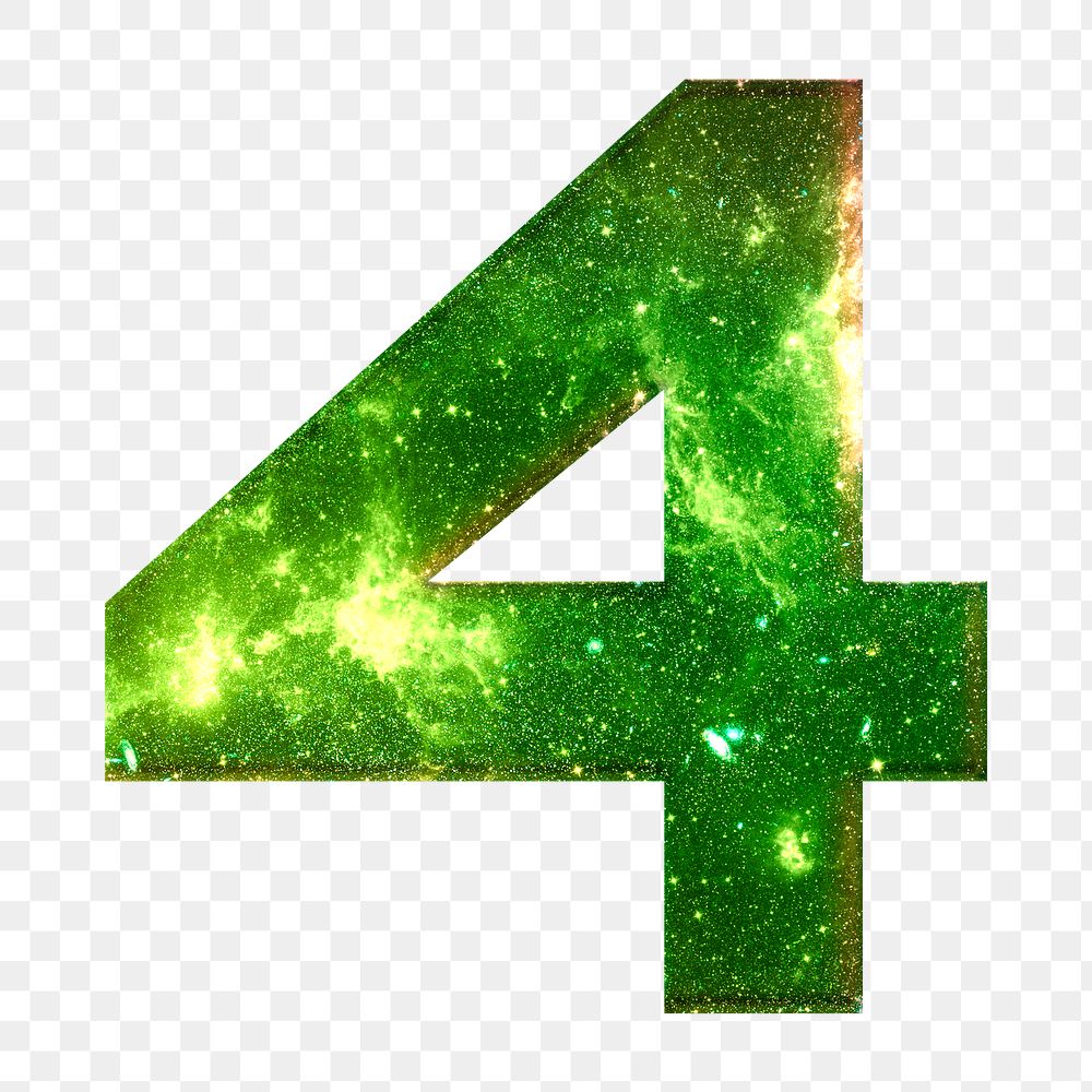Png number 4 galaxy effect green font
