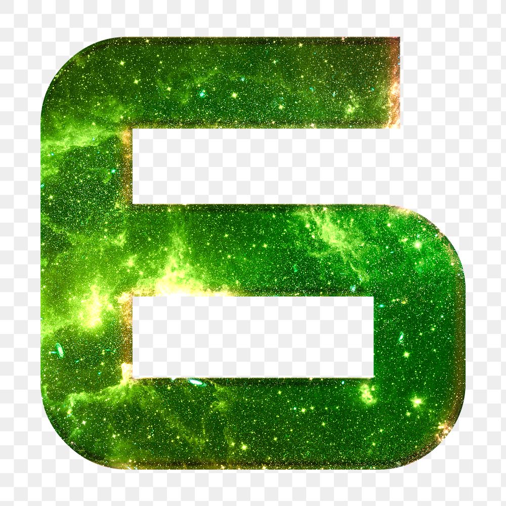 Png number 6 space effect green font