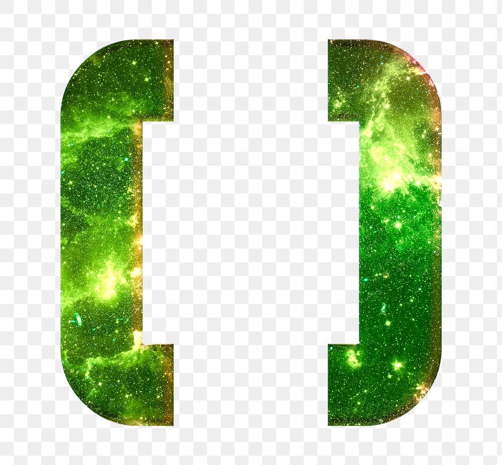 Brackets sign png galaxy effect green symbol