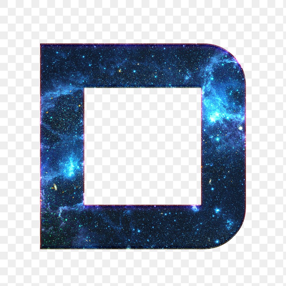 Png letter D stellar effect typography blue font