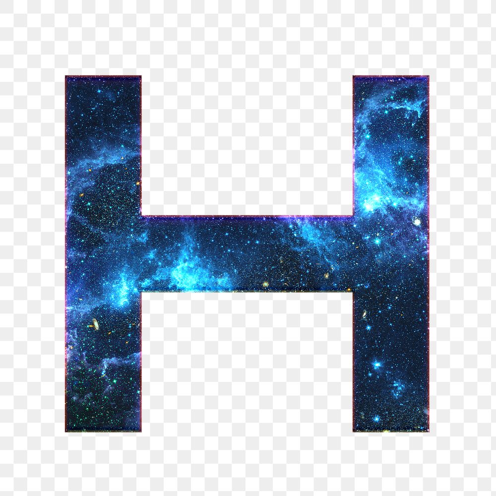 Png letter H galaxy effect typography blue font