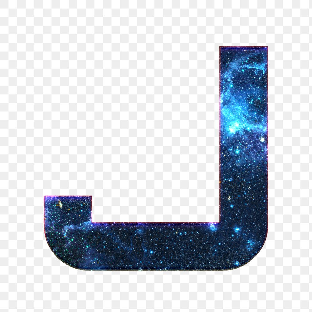 Png letter J galaxy effect typography blue font