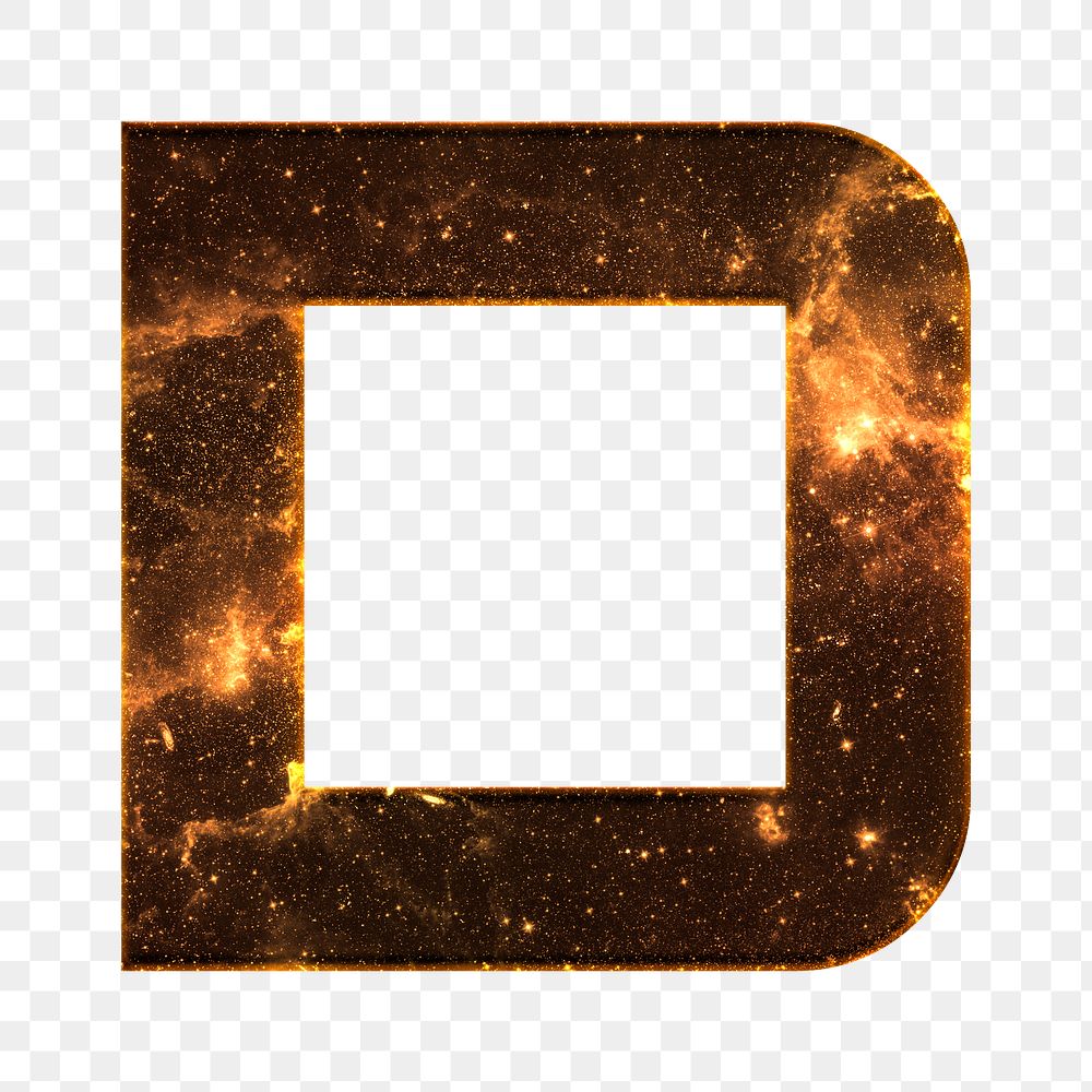 Png letter D galaxy effect typography brown font