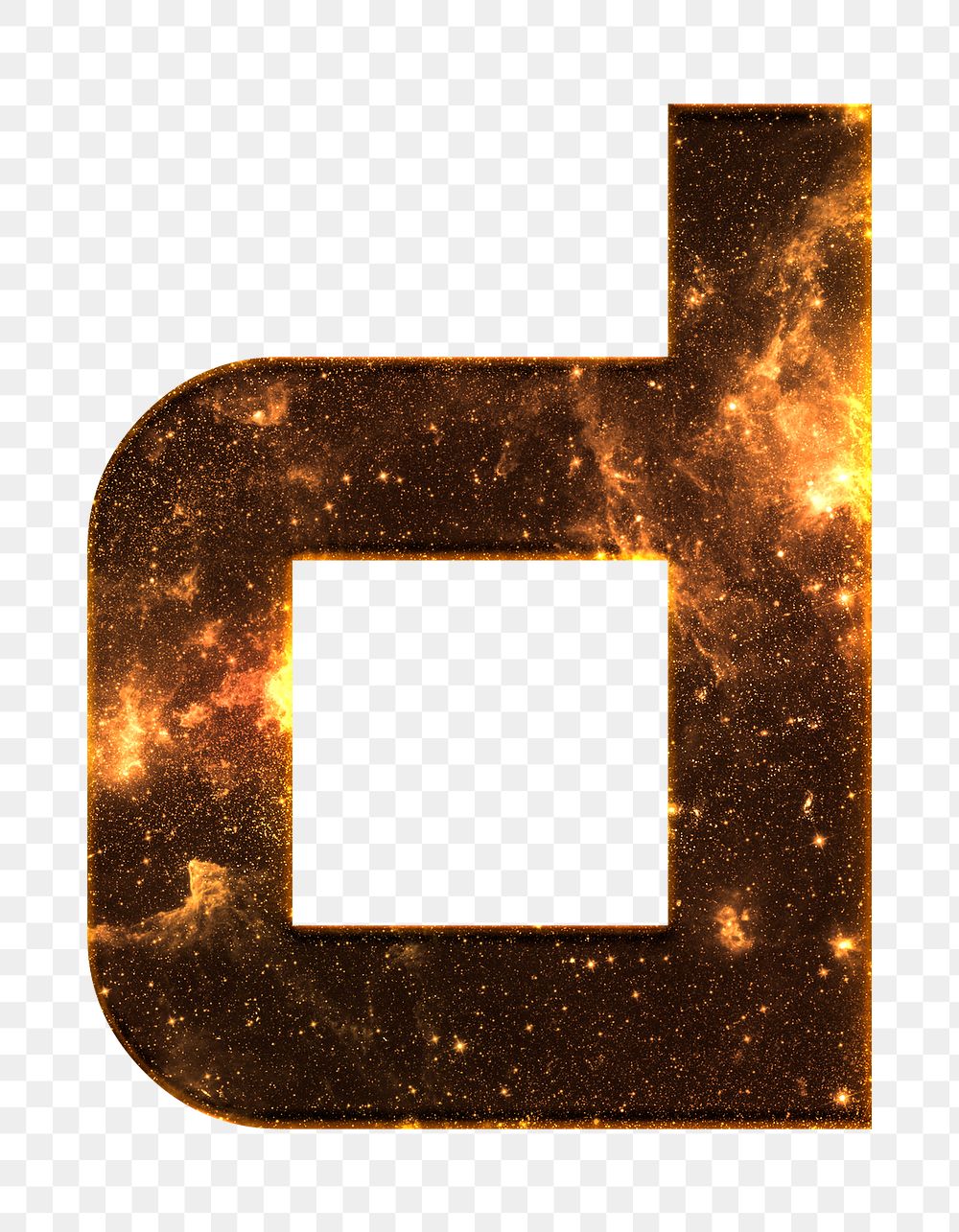 Png letter d galaxy effect typography brown font