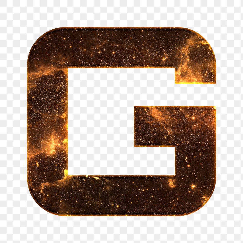 Png letter G galaxy effect typography brown font