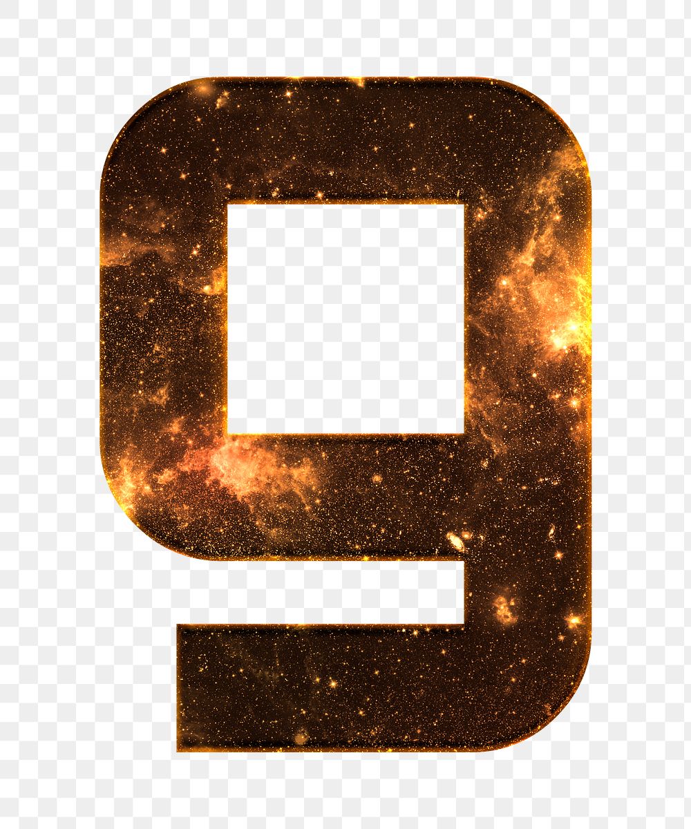 Png letter g galaxy effect typography brown font
