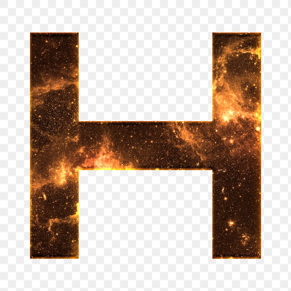 Png letter H galaxy effect typography brown font