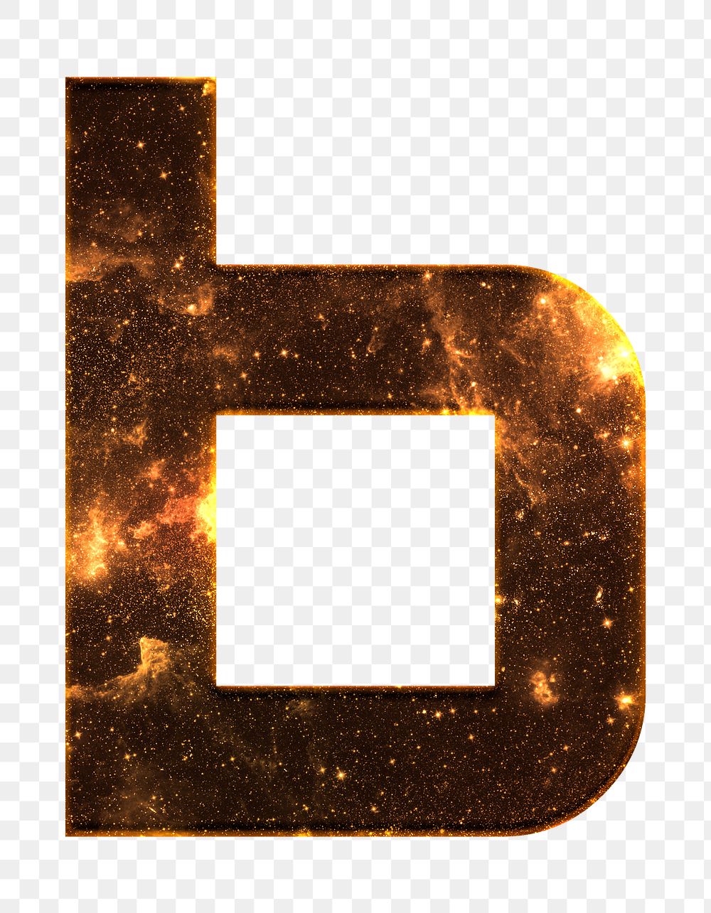 Png letter b galaxy effect typography brown font