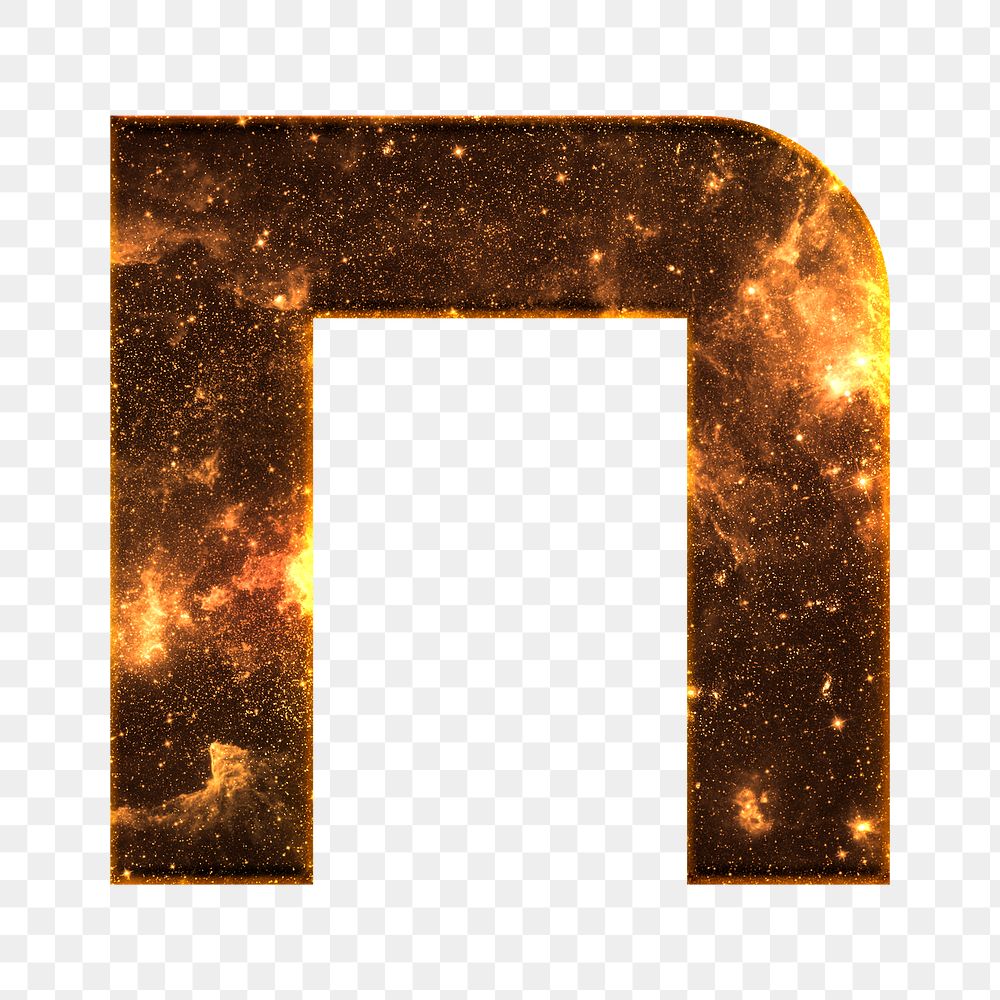 Png letter n galaxy effect typography brown font