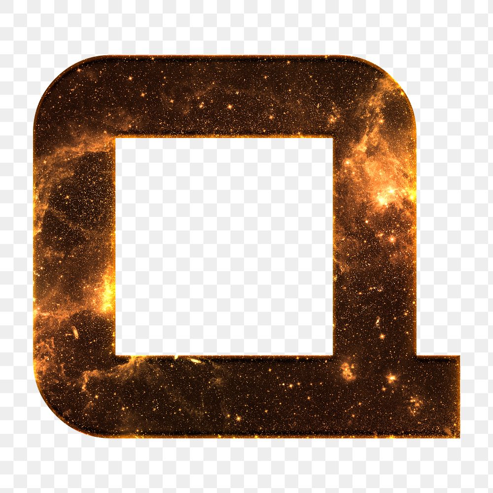 Png letter Q galaxy effect typography brown font