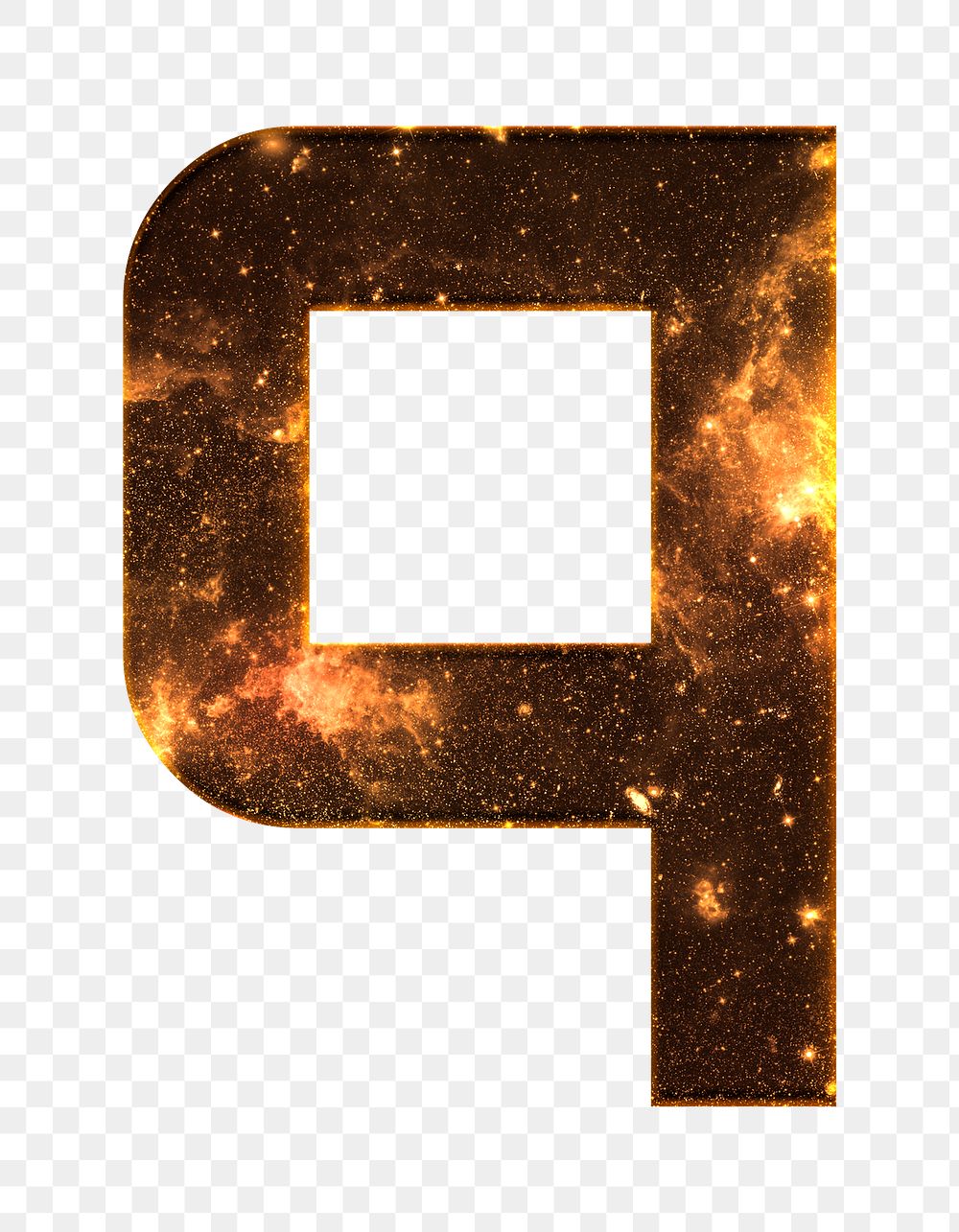 Png letter q stellar effect typography brown font