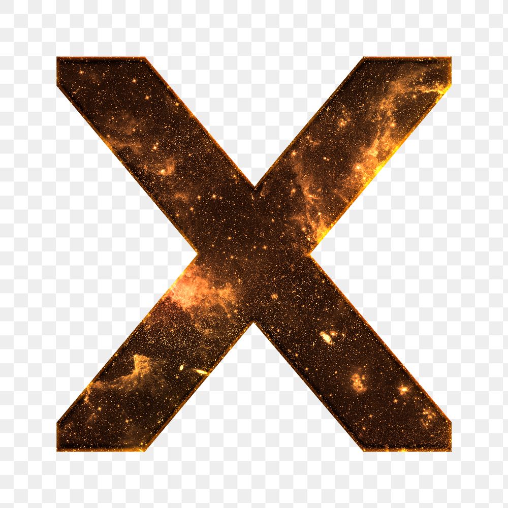 Png letter x galaxy effect typography brown font