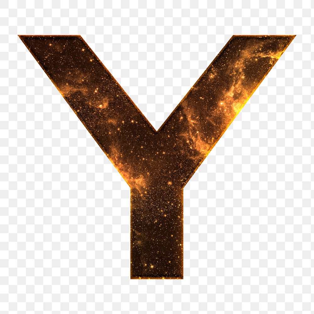 Png letter Y galaxy effect typography brown font
