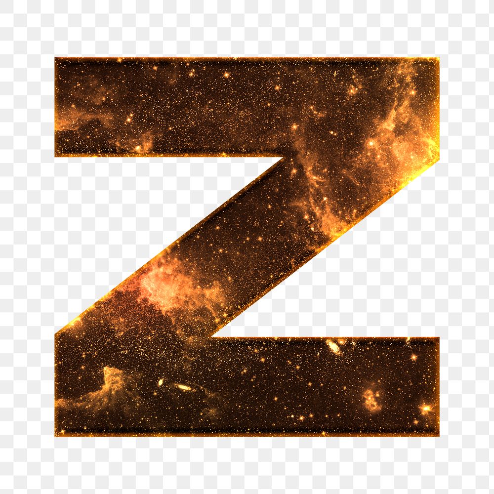 Png letter z galaxy effect typography brown font