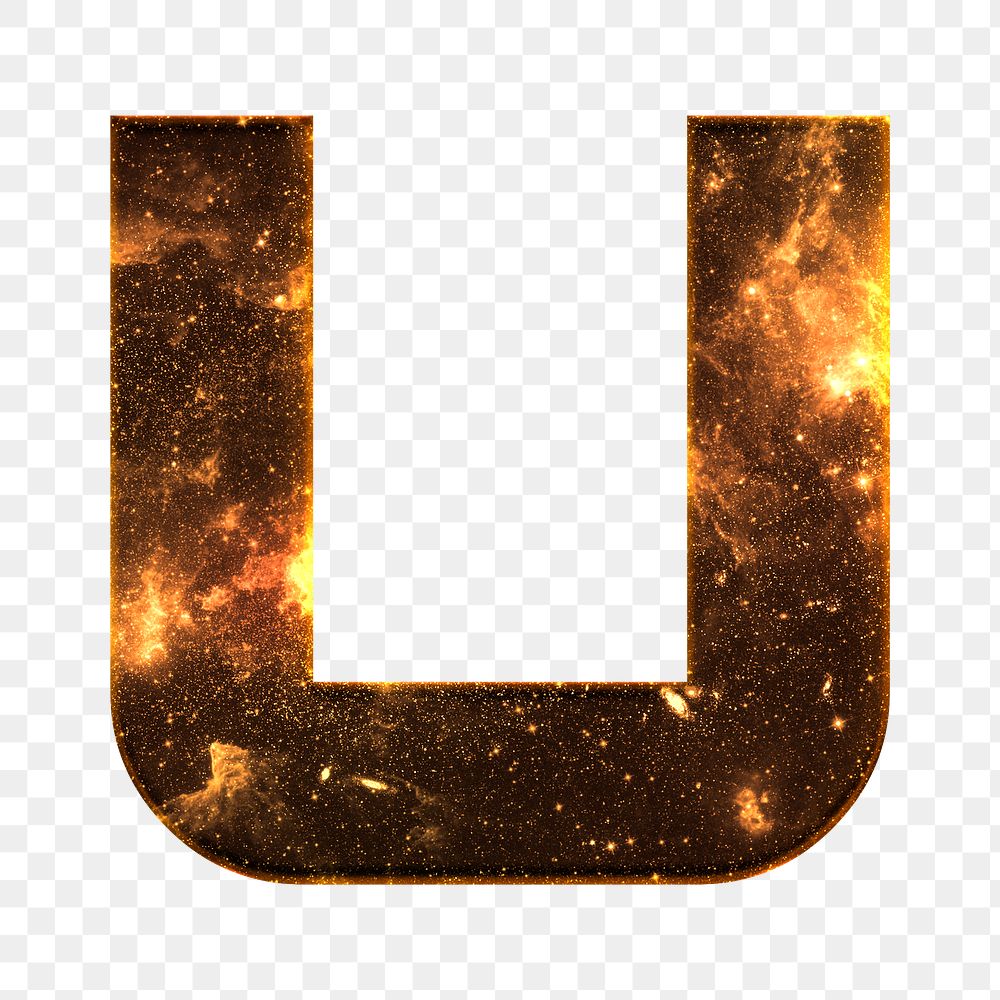 Png letter u galaxy effect typography brown font