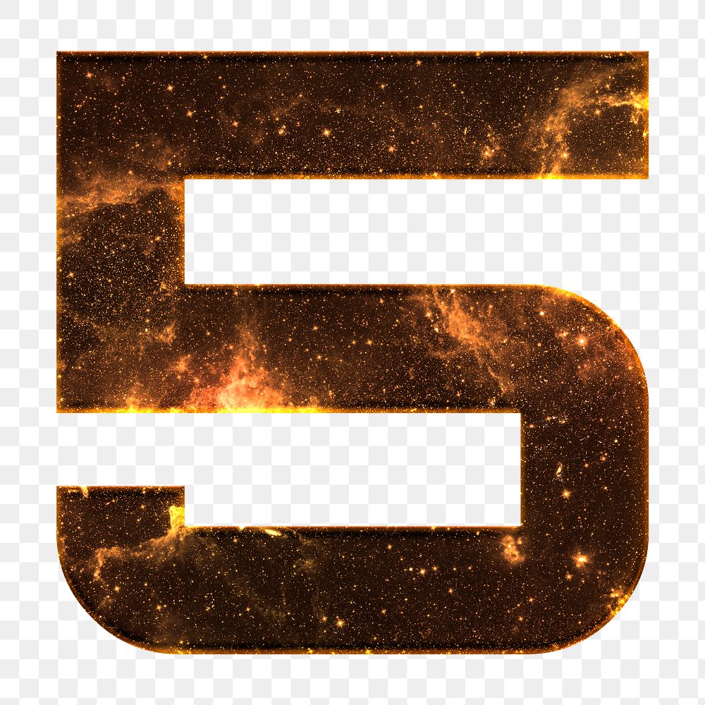 Png number 5 galaxy effect brown font