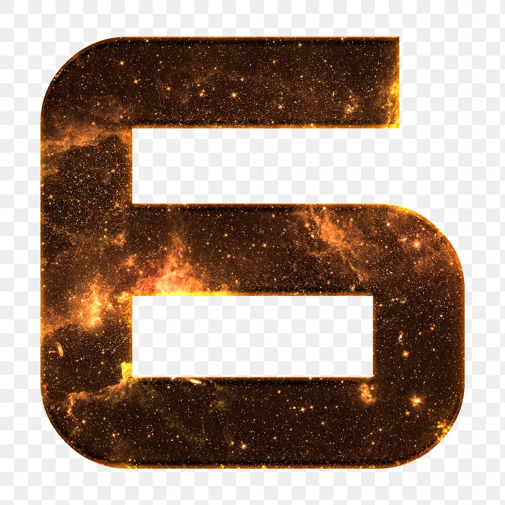 Png number 6 galaxy effect brown font